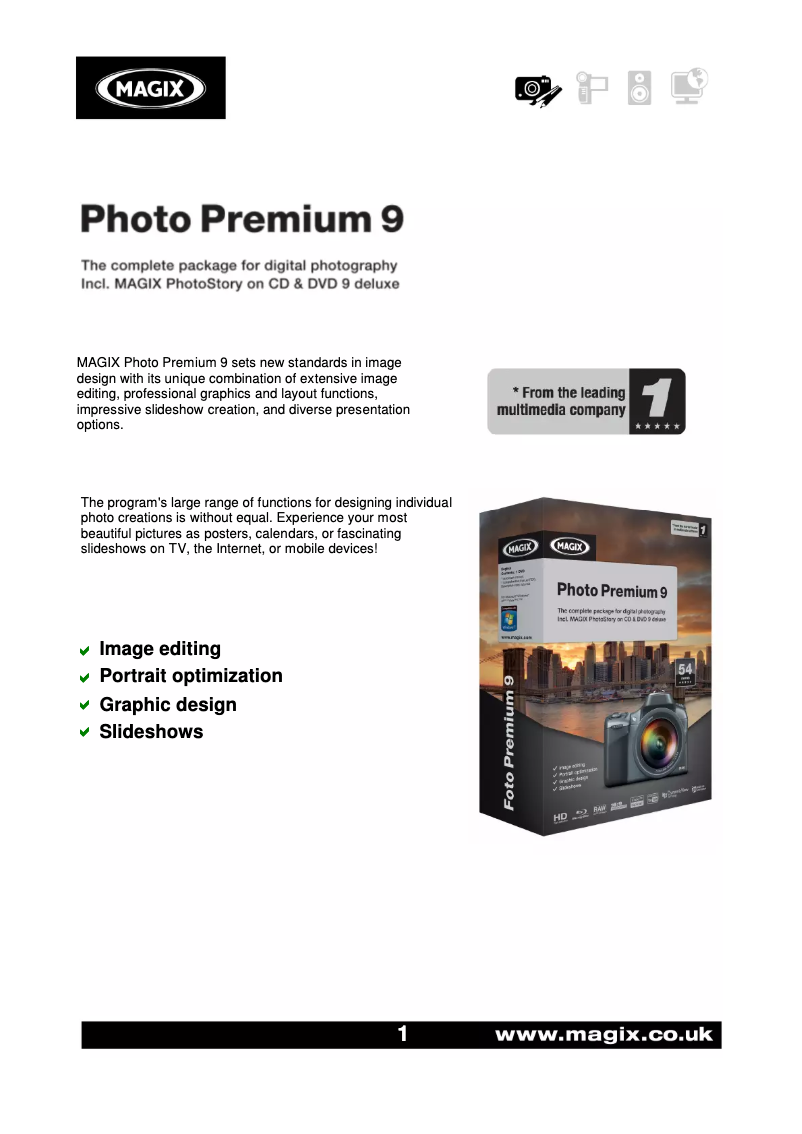 Page 1 de la notice Manuel utilisateur Magix Photo Premium 9