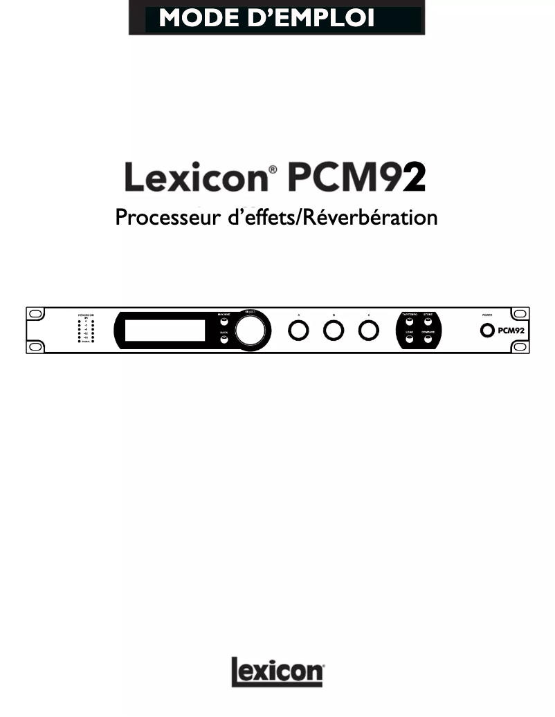 Página 1 del manual Manual de usuario Lexicon PCM92