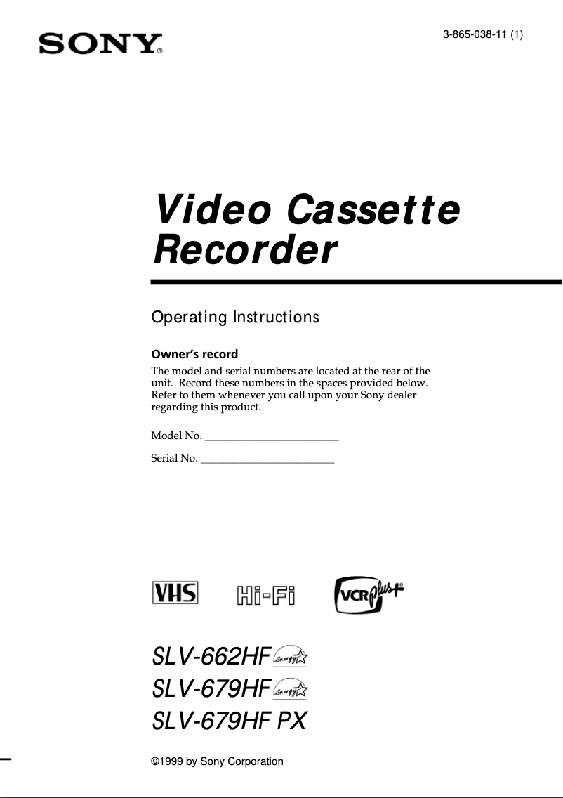 Image de la première page du manuel de l'appareil SLV-679HF