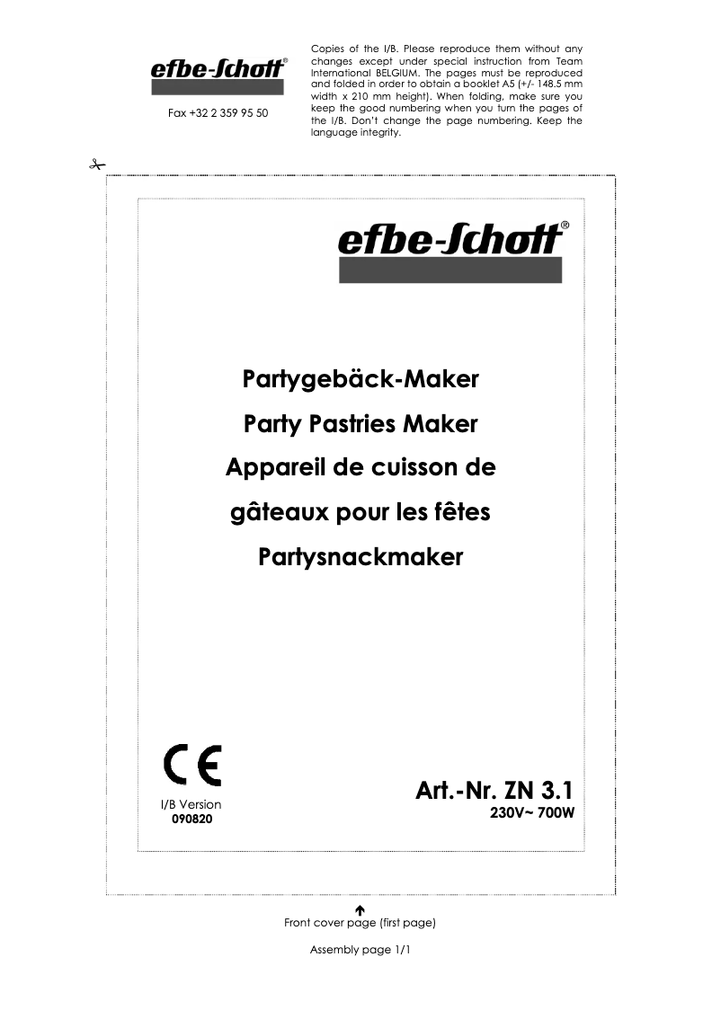Page 1 de la notice Manuel utilisateur Efbe-Schott ZN 3.1