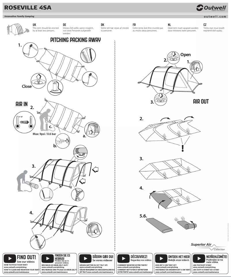 Page 1 de la notice Manuel utilisateur Outwell Roseville 4SA