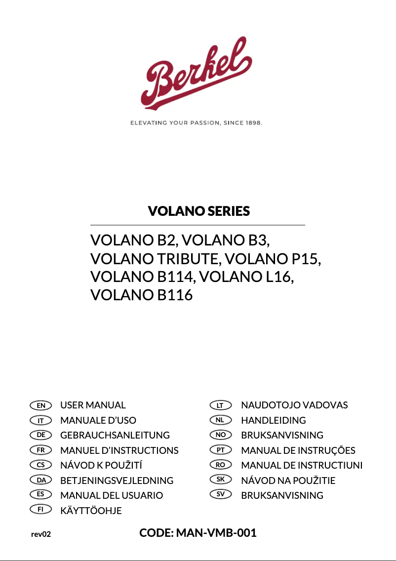 Page n°1 - Manuel utilisateur Berkel Volano B2