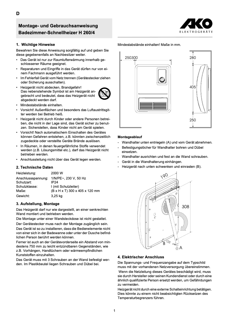 Página 1 del manual Manual de usuario AKO H 260/4