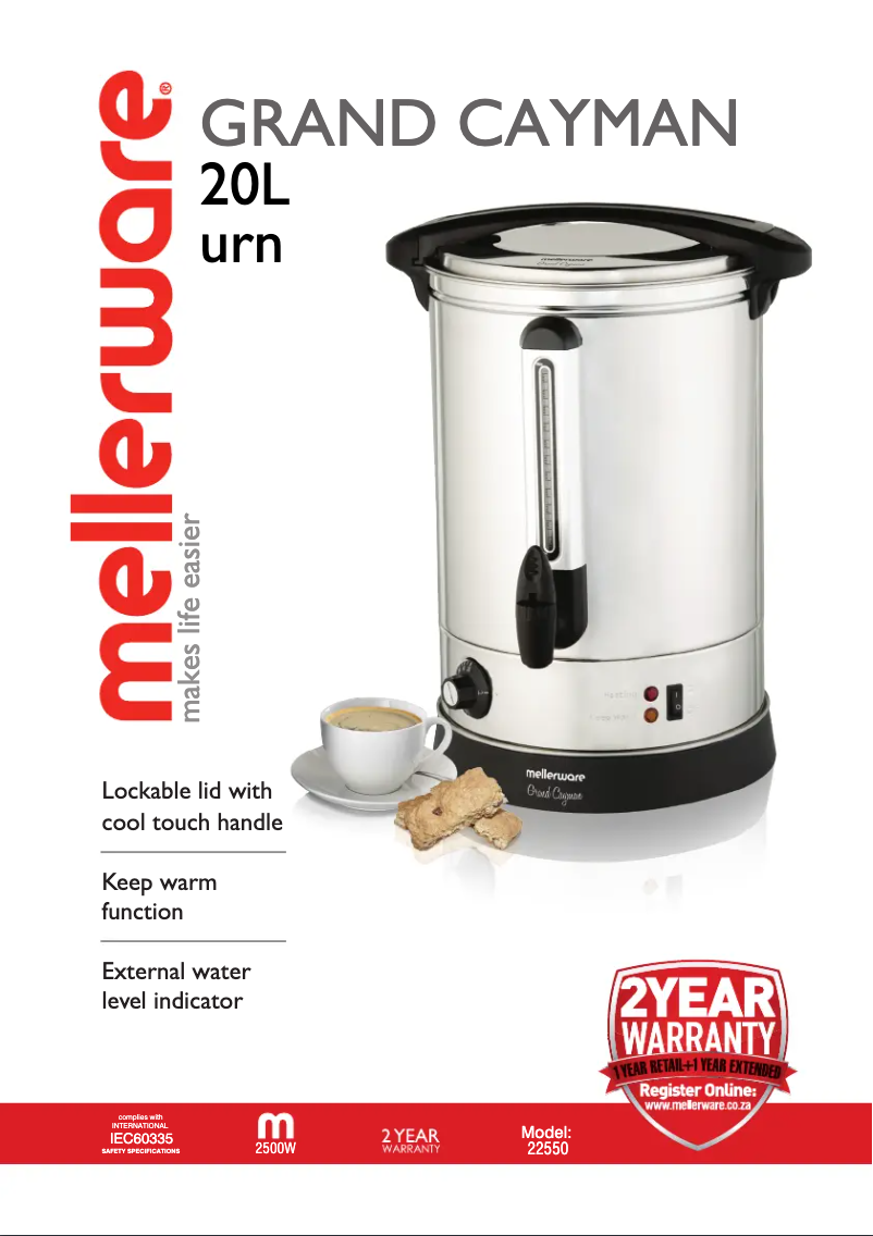 Page 1 de la notice Manuel utilisateur Mellerware Grand Cayman 22550