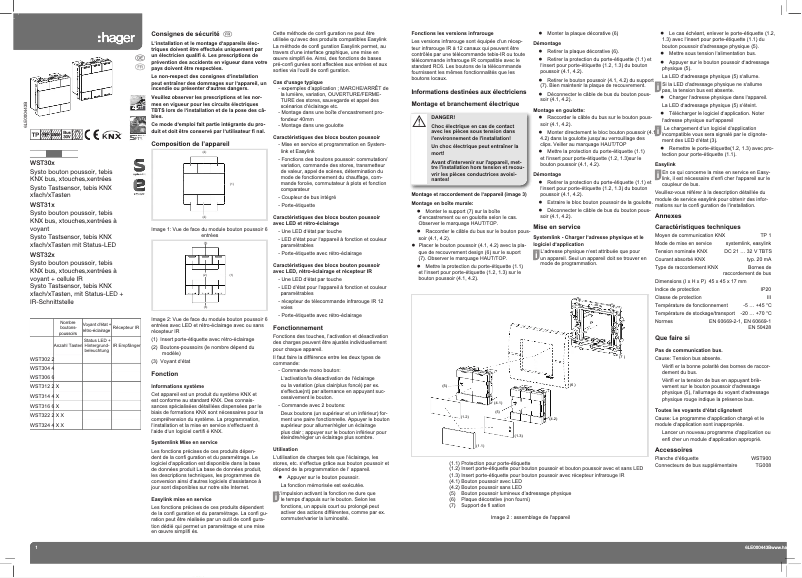 Page n°1 - Manuel utilisateur Hager WST304