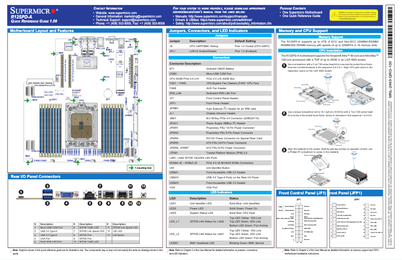 Page 1 de la notice Manuel utilisateur Supermicro R12SPD-A