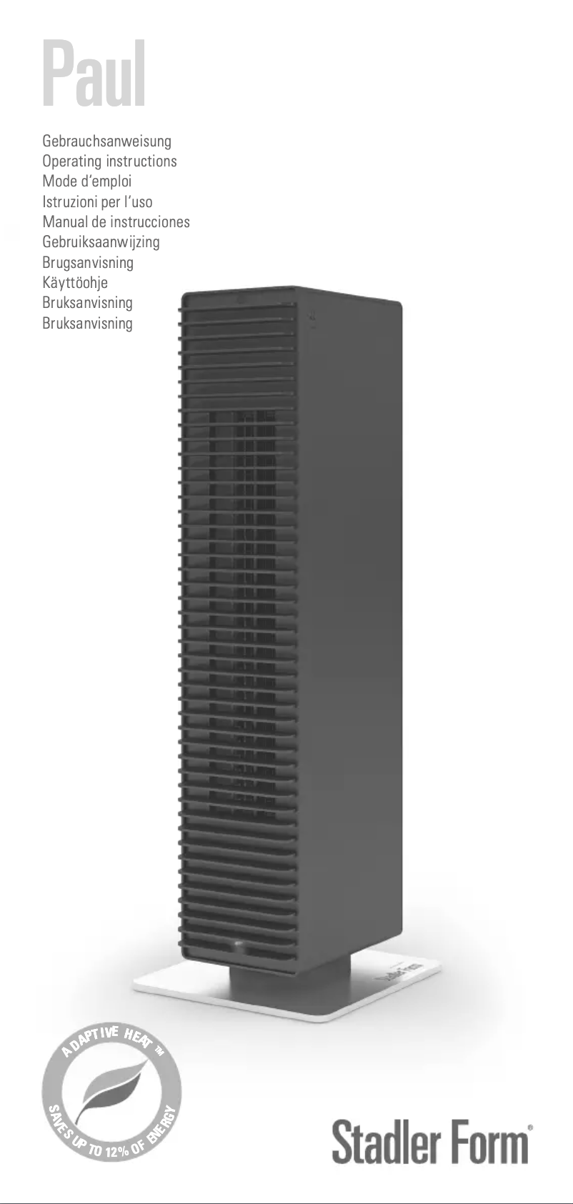 Página 1 del manual Manual de usuario Stadler Form Paul Heater Wit