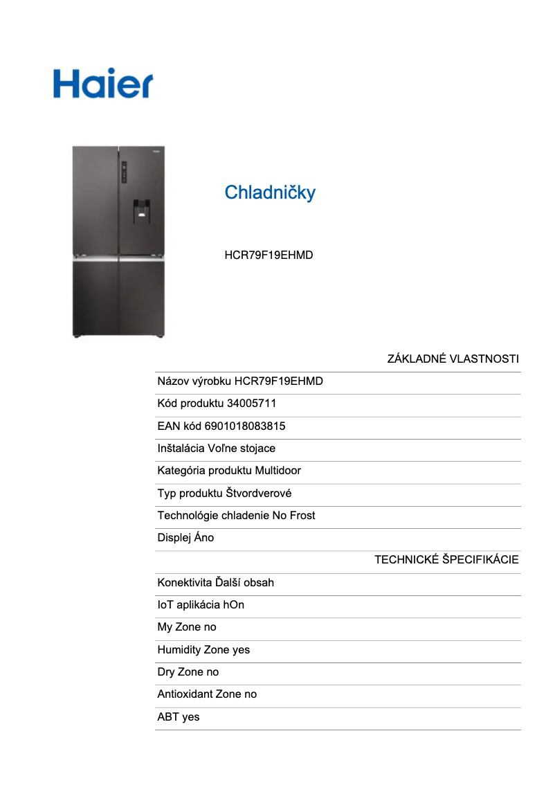 Image de la première page du manuel de l'appareil HCR79F19EHMD