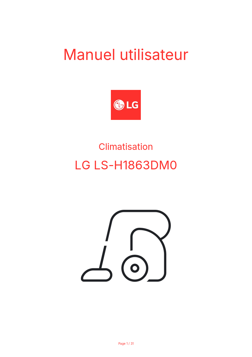 Page n°1 - Manuel utilisateur LG LS-H1863DM0