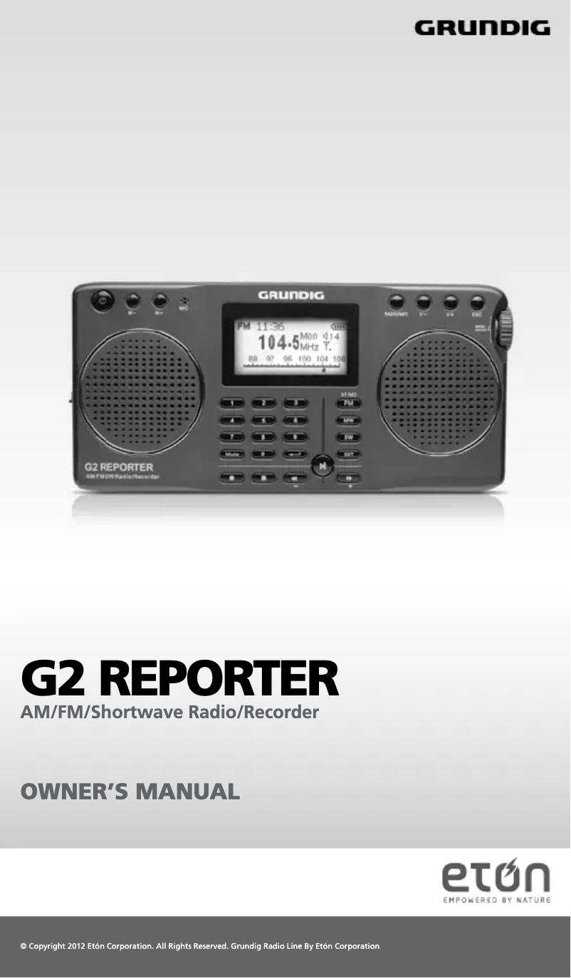 Page 1 de la notice Manuel utilisateur Eton G2