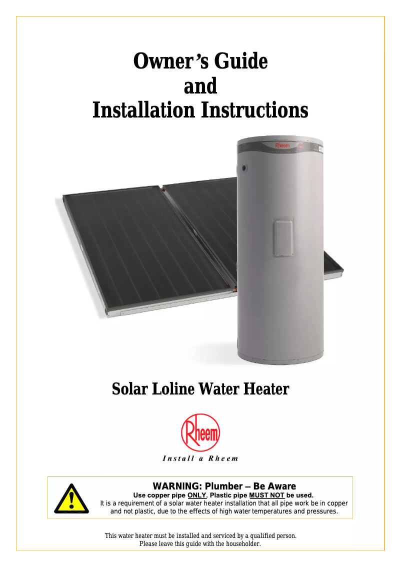 Page n°1 - Manuel utilisateur Rheem 511340