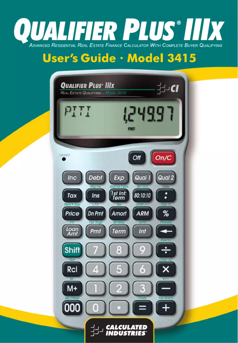 Page n°1 - Manuel utilisateur Calculated Industries Qualifier Plus IIIx