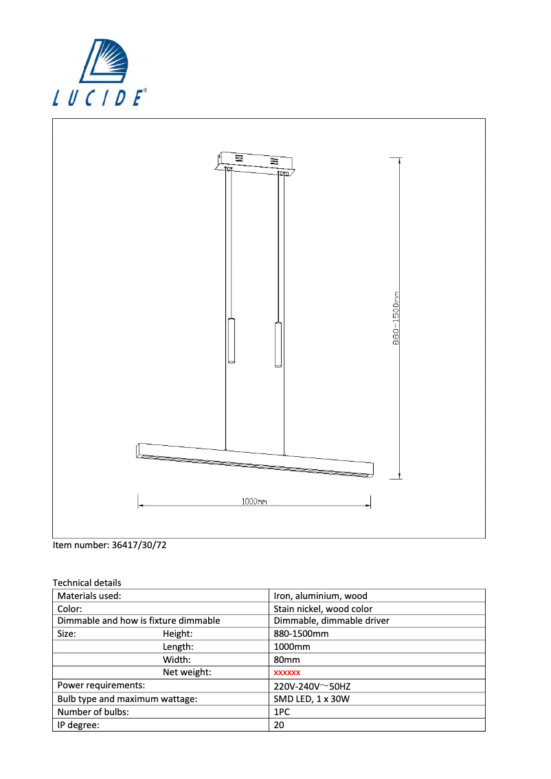 Page n°1 - Manuel utilisateur Lucide Geena 36417/30/72