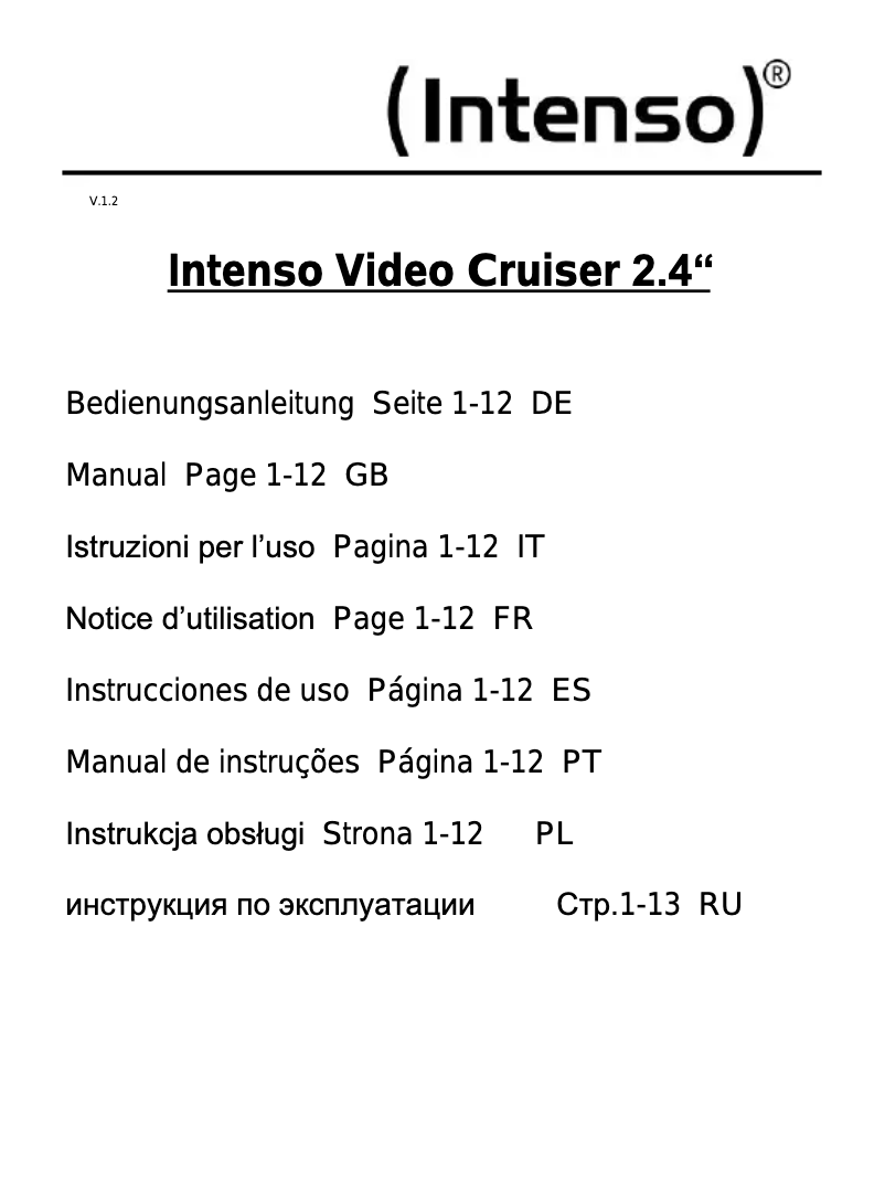 Page 1 de la notice Manuel utilisateur Intenso Video Cruiser