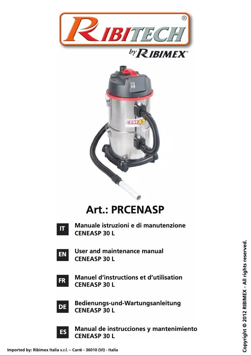 Image de la première page du manuel de l'appareil CeneAsp