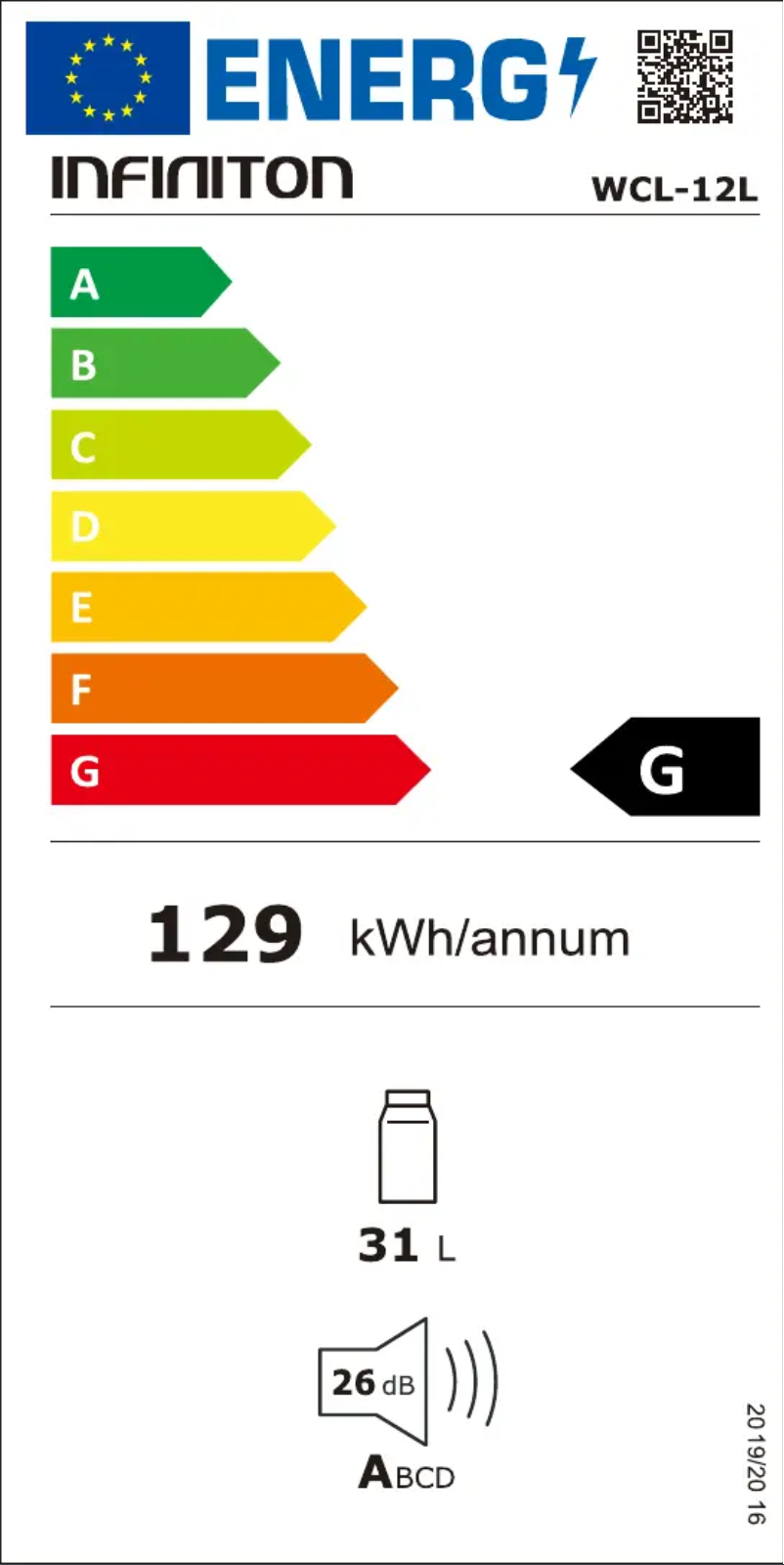 Page n°1 - Label énergétique Infiniton WCL-12L