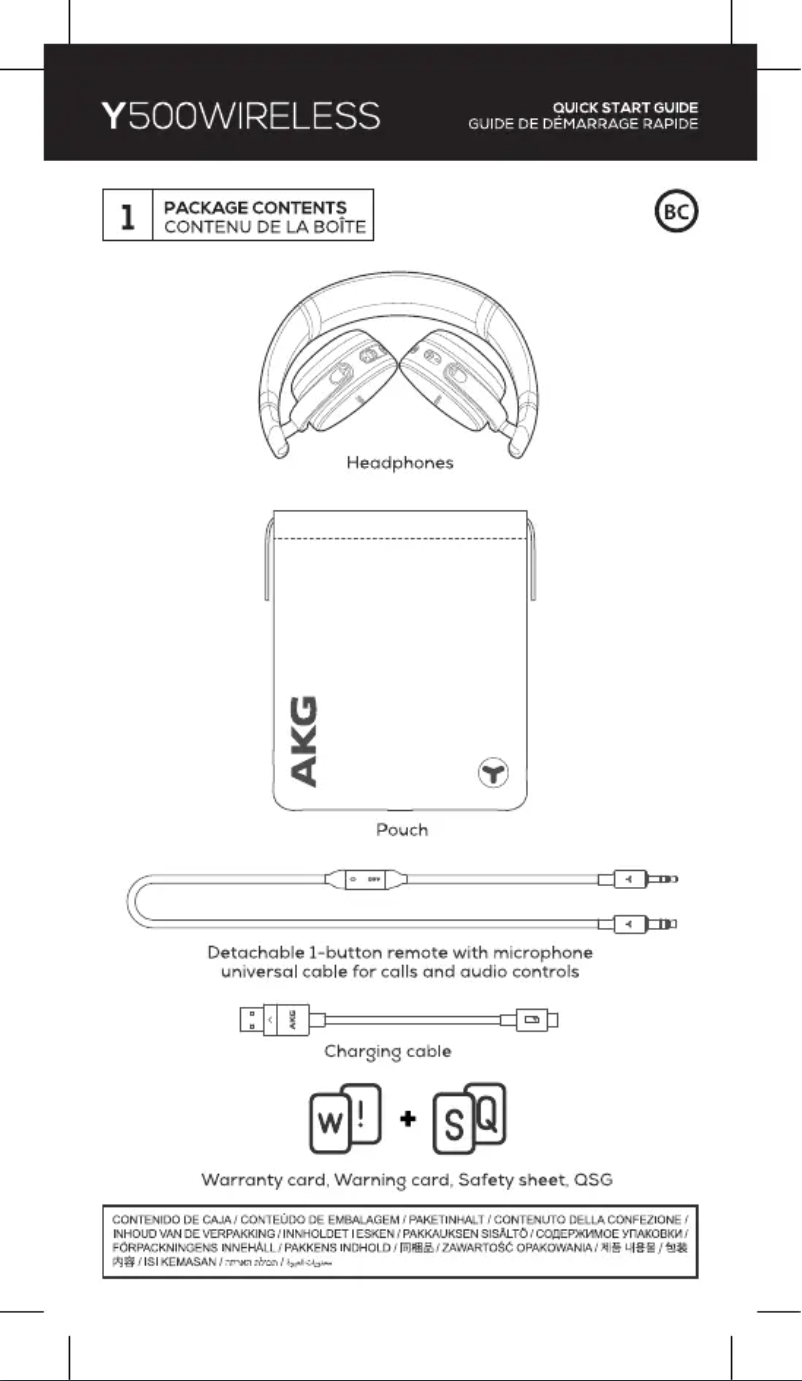 Page 1 de la notice Manuel utilisateur AKG Y500