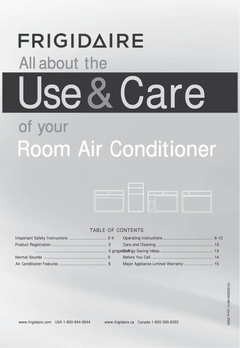 Page 1 de la notice Manuel d'utilisation et d'entretien Frigidaire FFRE153WA1