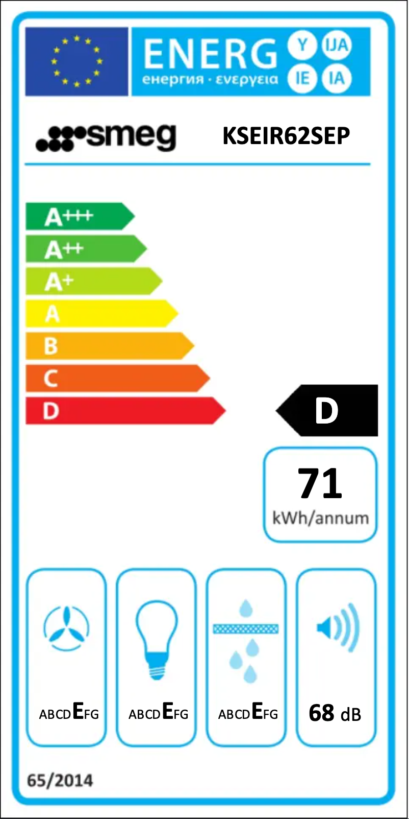 Page 1 de la notice Label énergétique Smeg KSEIR62SEP