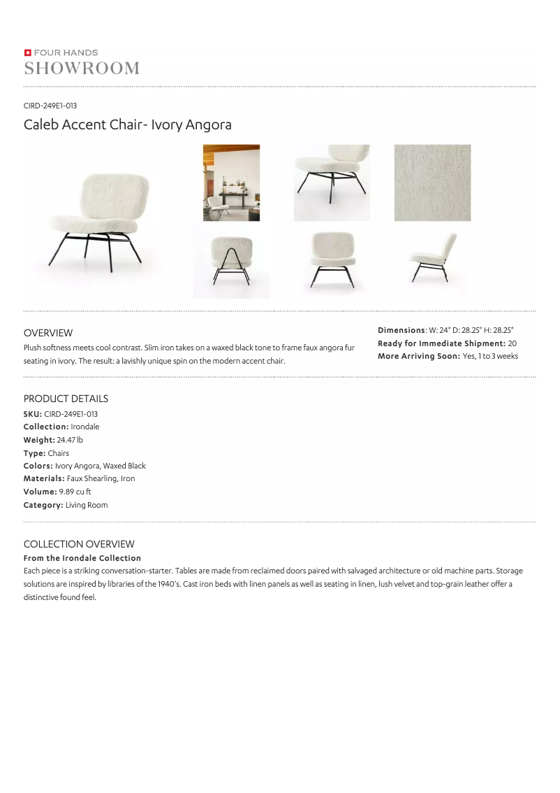 Page 1 de la notice Manuel utilisateur Four Hands CIRD-249E1-013