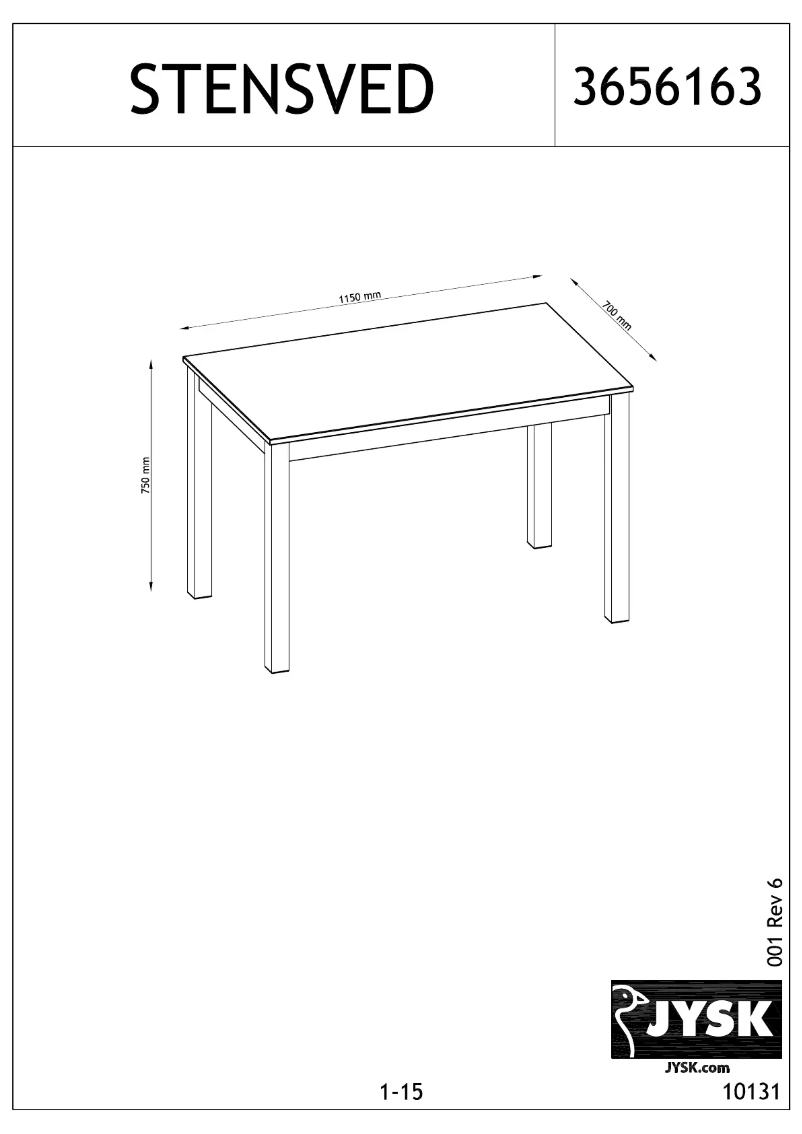 Page n°1 - Manuel utilisateur JYSK Stensved (70x115x75)
