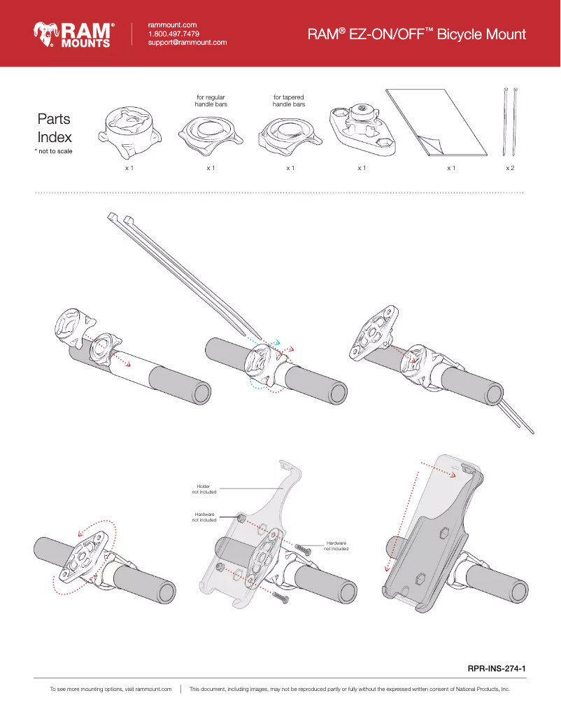 Page n°1 - Manuel utilisateur RAM Mount RAP-274-1-GA40