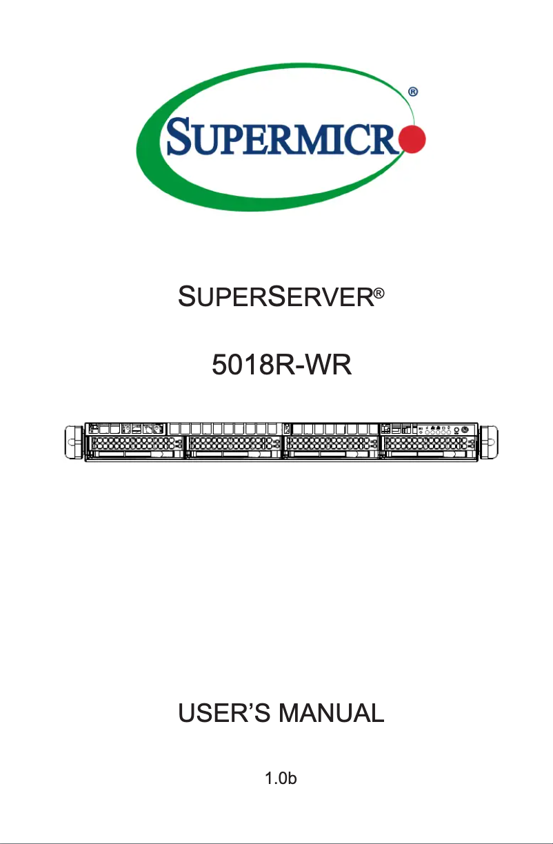 Page 1 de la notice Manuel utilisateur Supermicro SuperServer 5018R-WR