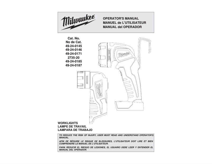 Page n°1 - Manuel utilisateur Milwaukee 2735-20