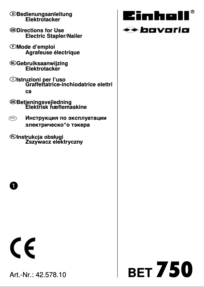 Image de la première page du manuel de l'appareil BET 750