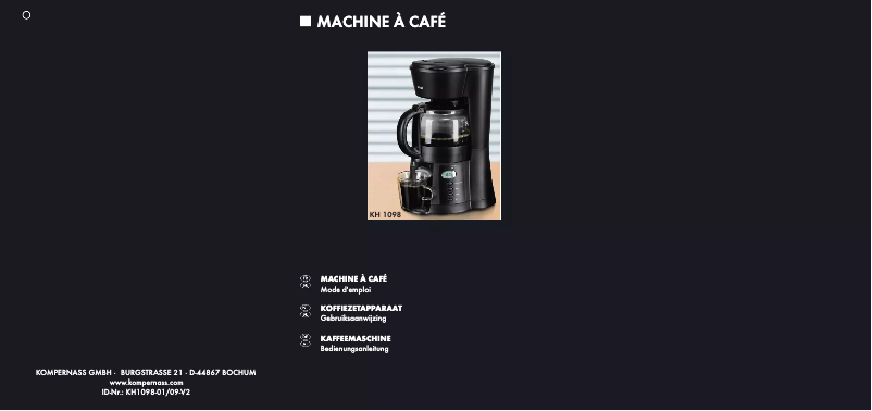 First page image of the manual for KH 1098