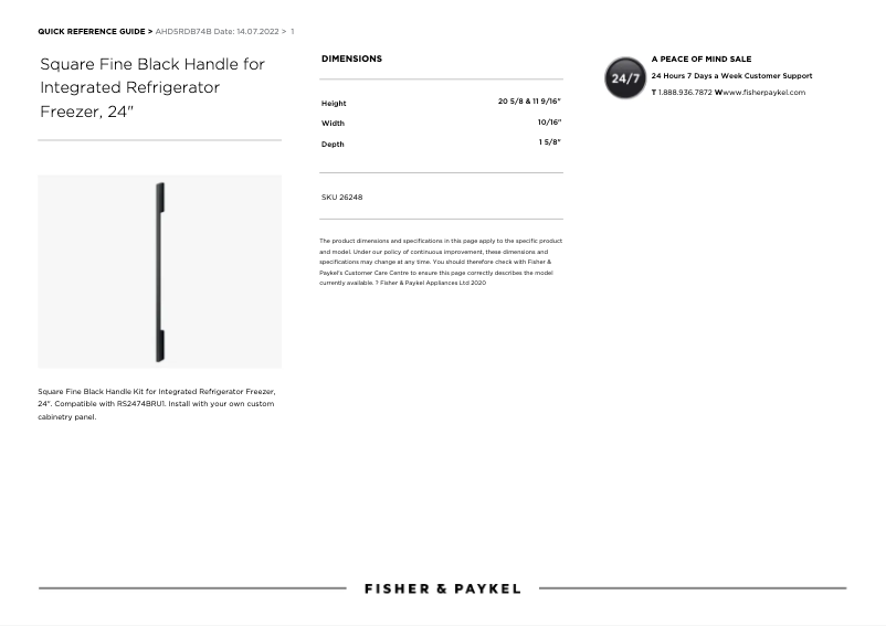 Page 1 de la notice Manuel utilisateur Fisher & Paykel AHD5RDB74B