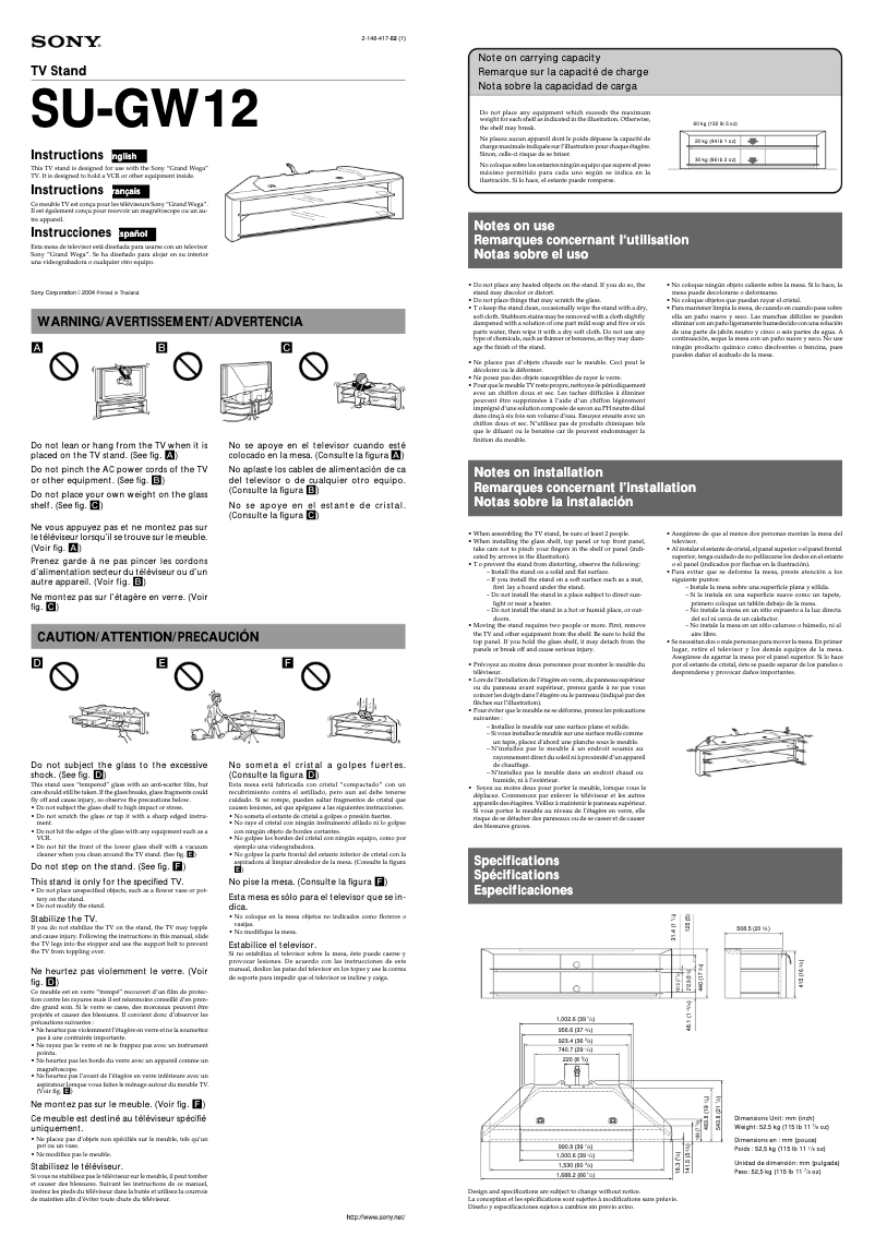 Page n°1 - Manuel utilisateur Sony KDS-R60XBR1