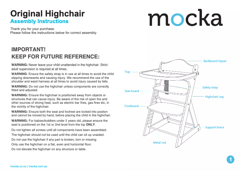 Page n°1 - Manuel utilisateur Mocka Original
