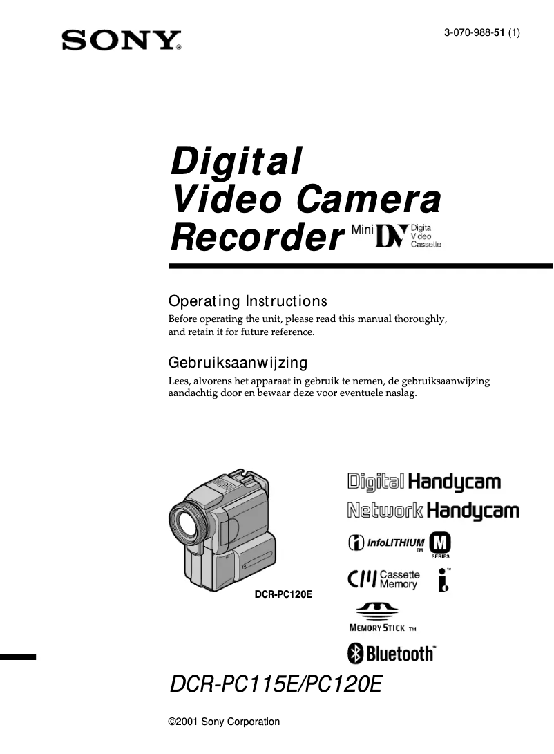 Page 1 de la notice Manuel utilisateur Sony DCR-PC120