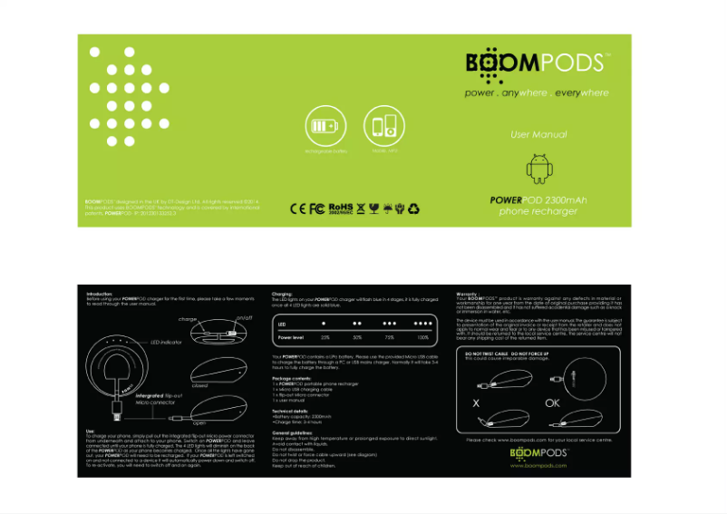 Page 1 de la notice Manuel utilisateur Boompods powerpod