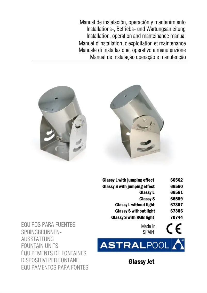 Page n°1 - Manuel utilisateur AstralPool Glassy Jet