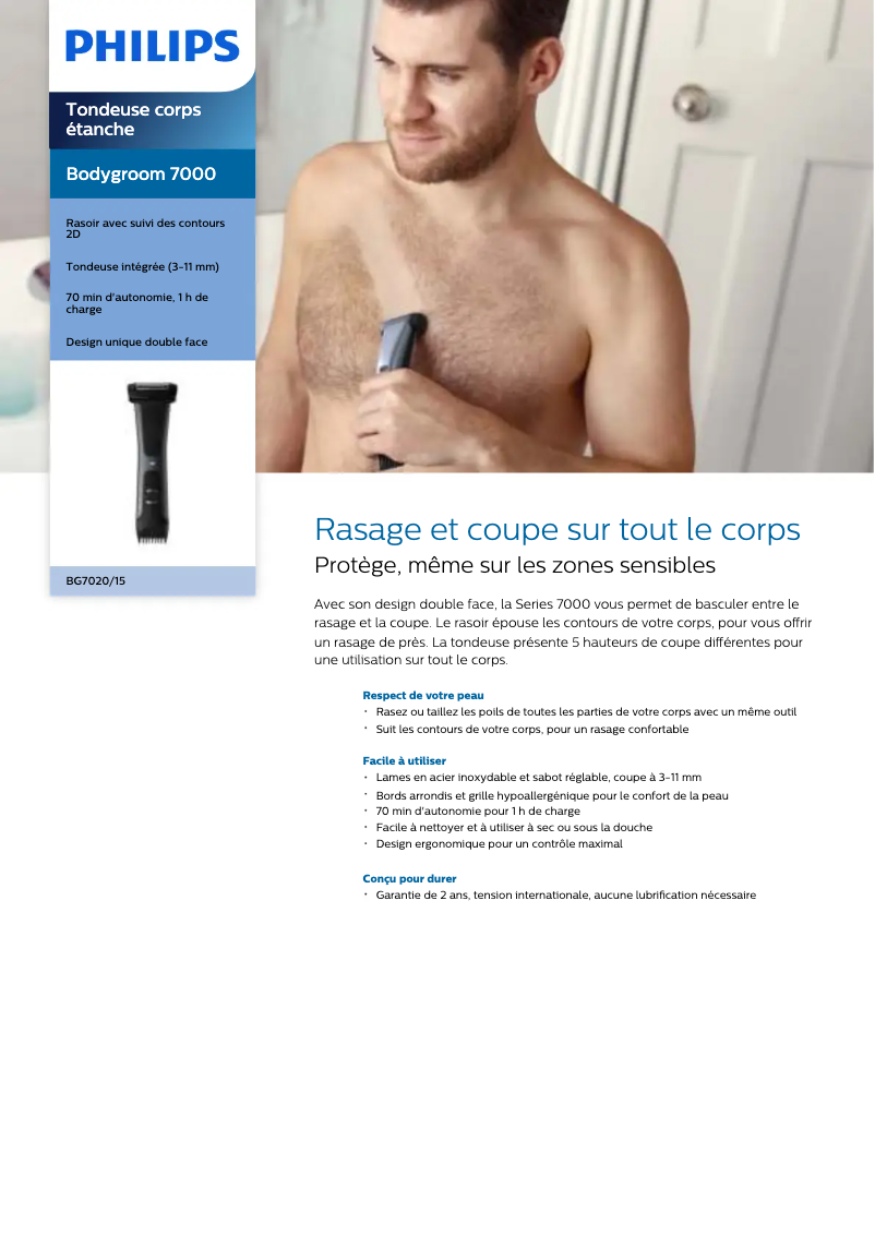 Page 1 de la notice Manuel utilisateur Philips BG7020