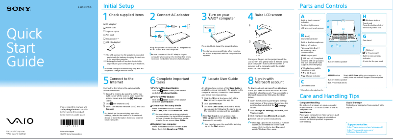 Página 1 del manual Guía de instalación Sony Vaio Duo 13 SVD13223CYB