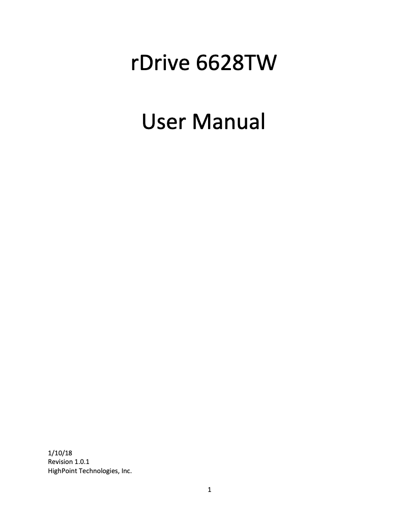 Page 1 de la notice Manuel utilisateur Highpoint rDrive 6628TW