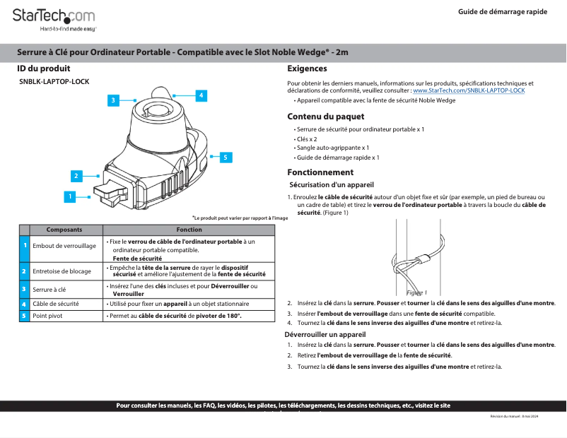 Page n°1 - Manuel utilisateur StarTech.com SNBLK-LAPTOP-LOCK
