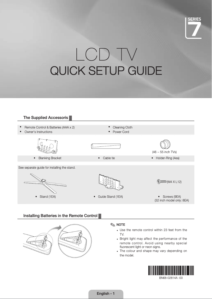 Page n°1 - Guide d'installation Samsung LE46C750R2W