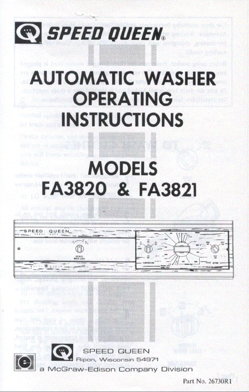 Página 1 del manual Manual de usuario Speed Queen FA3821