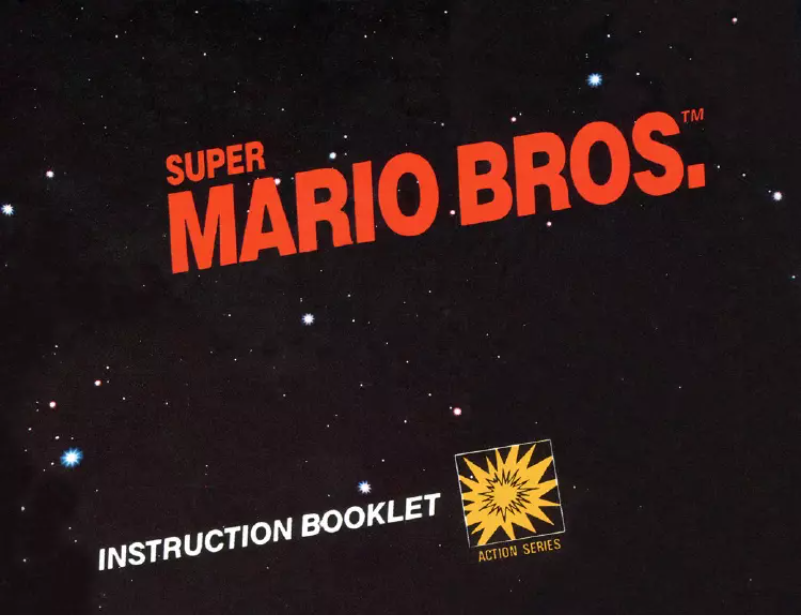 Image de la première page du manuel de l'appareil Super Mario Bros (NES)