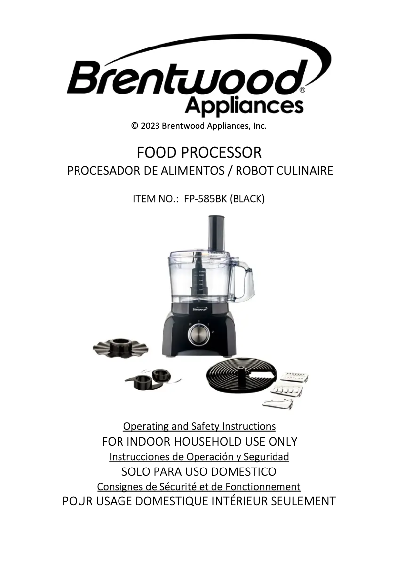 Page 1 de la notice Manuel utilisateur Brentwood FP-585BK