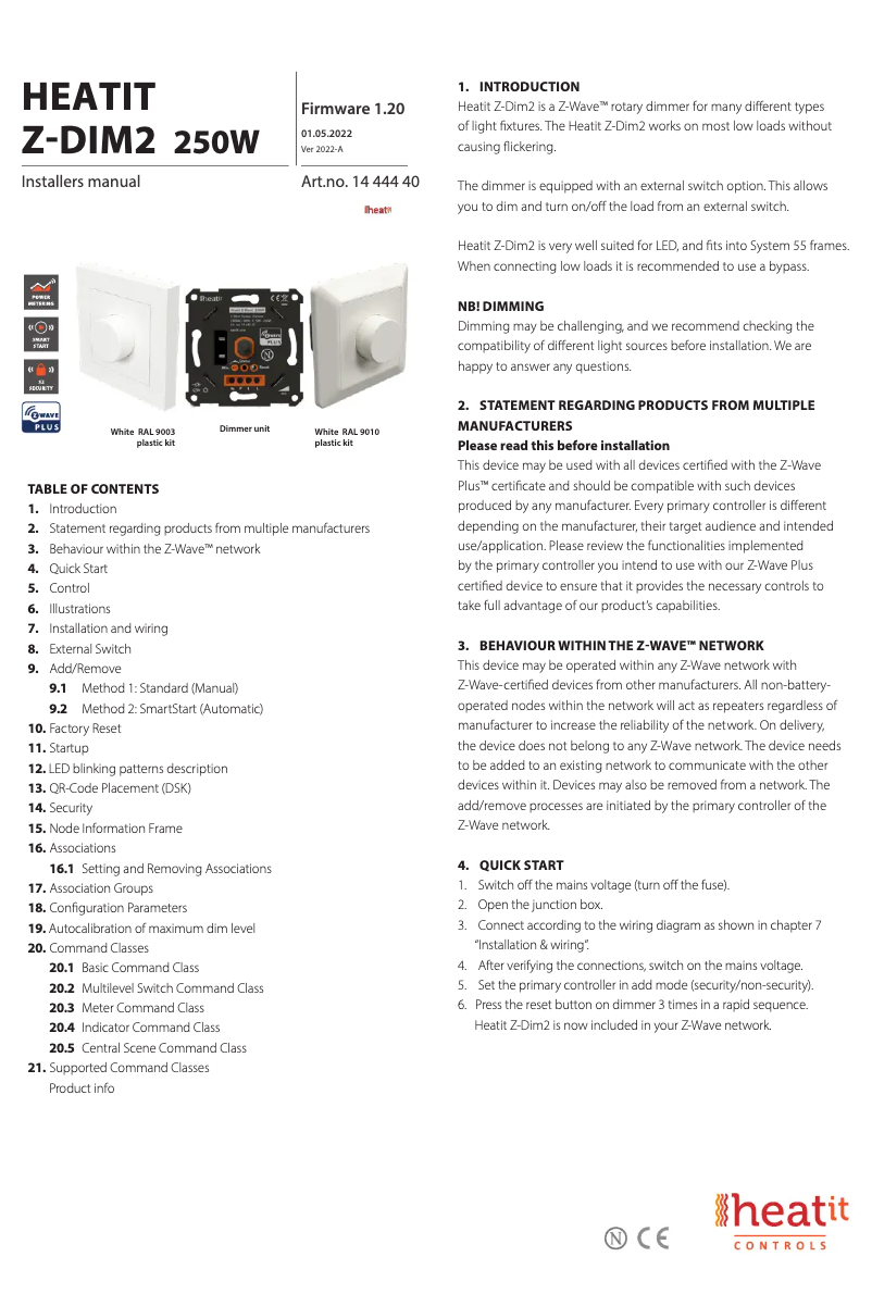 Page n°1 - Manuel utilisateur Heatit Z-Dim2