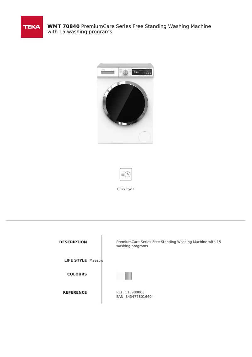 Image de la première page du manuel de l'appareil WMT 70840