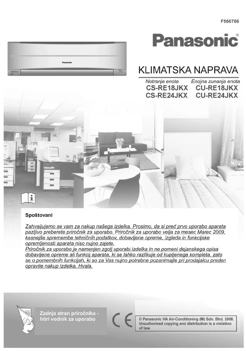 Page 1 de la notice Manuel utilisateur Panasonic CU-RE24JKX