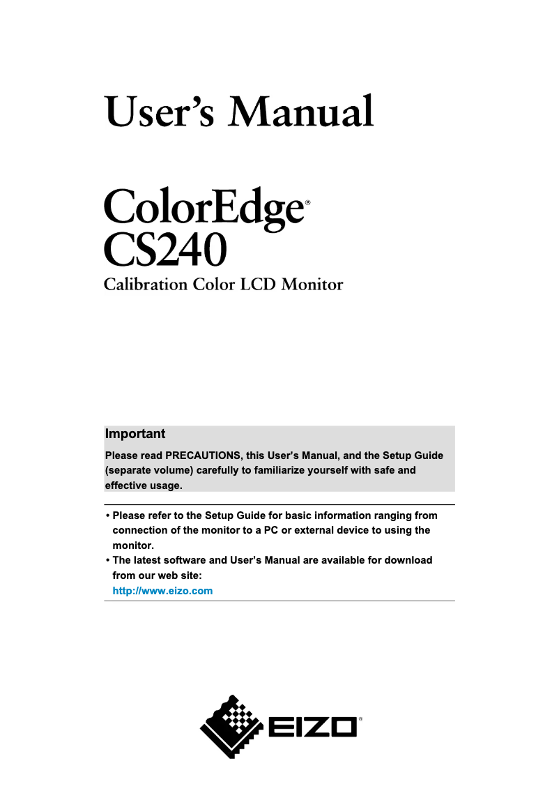 Page 1 de la notice Manuel utilisateur Eizo ColorEdge CS240