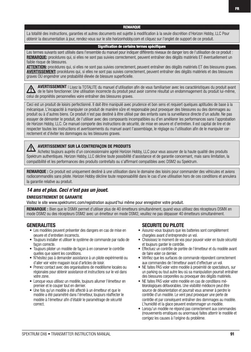 Image de la première page du manuel de l'appareil DX6