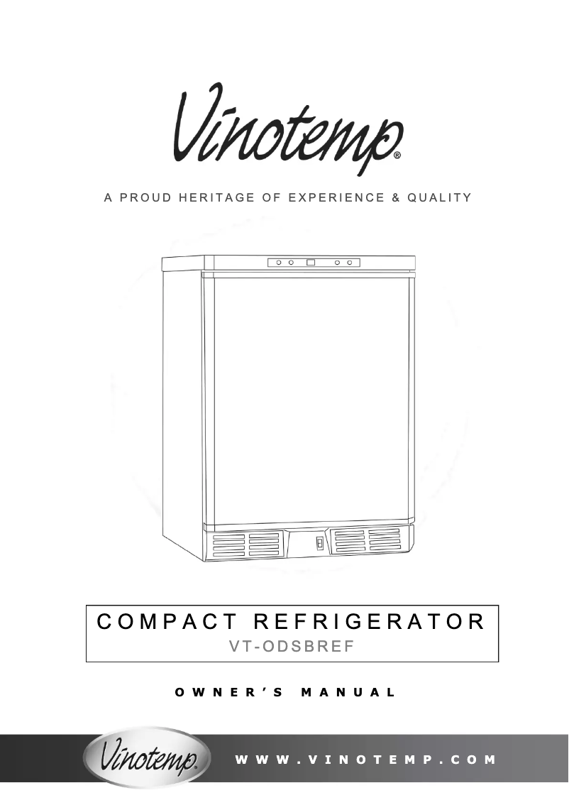Page n°1 - Manuel utilisateur Vinotemp VT-ODSBREF